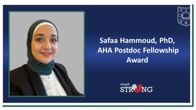 Dr. Safaa Hammoud Awarded AHA Postdoctoral Fellowship for Chronic Kidney Injury Research