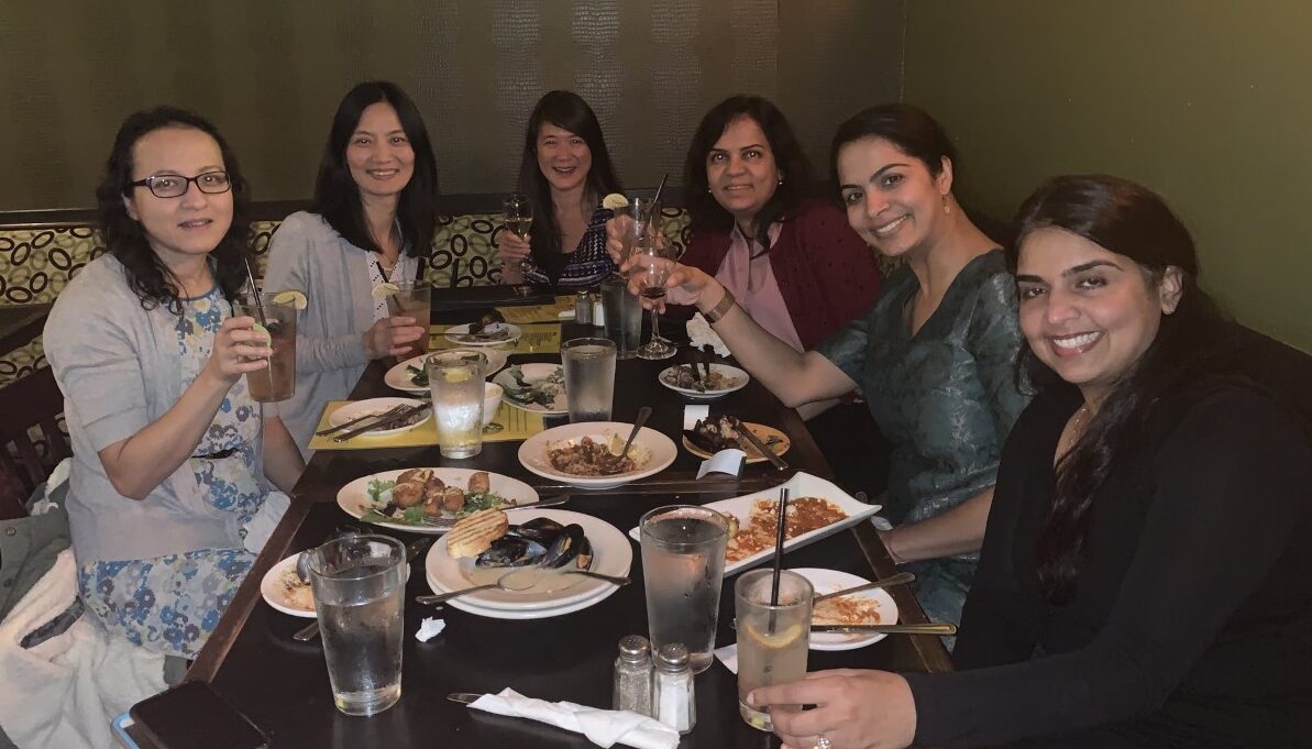 Women in WashU nephrology dining at Boogaloo restaurant in Maplewood, MO to help Dr. Chang-Panesso celebrate publication of her manuscript.