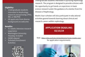 Inaugural WashU Nephrology Summer Intern Research “SOAR” Program Accepting Applications